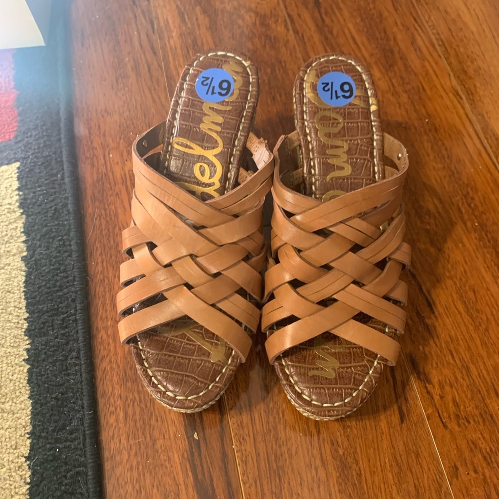 Sam Edelman Women's Devon Wedge Sandal (Saddle Leather) Size 6 and 1/2 (New)